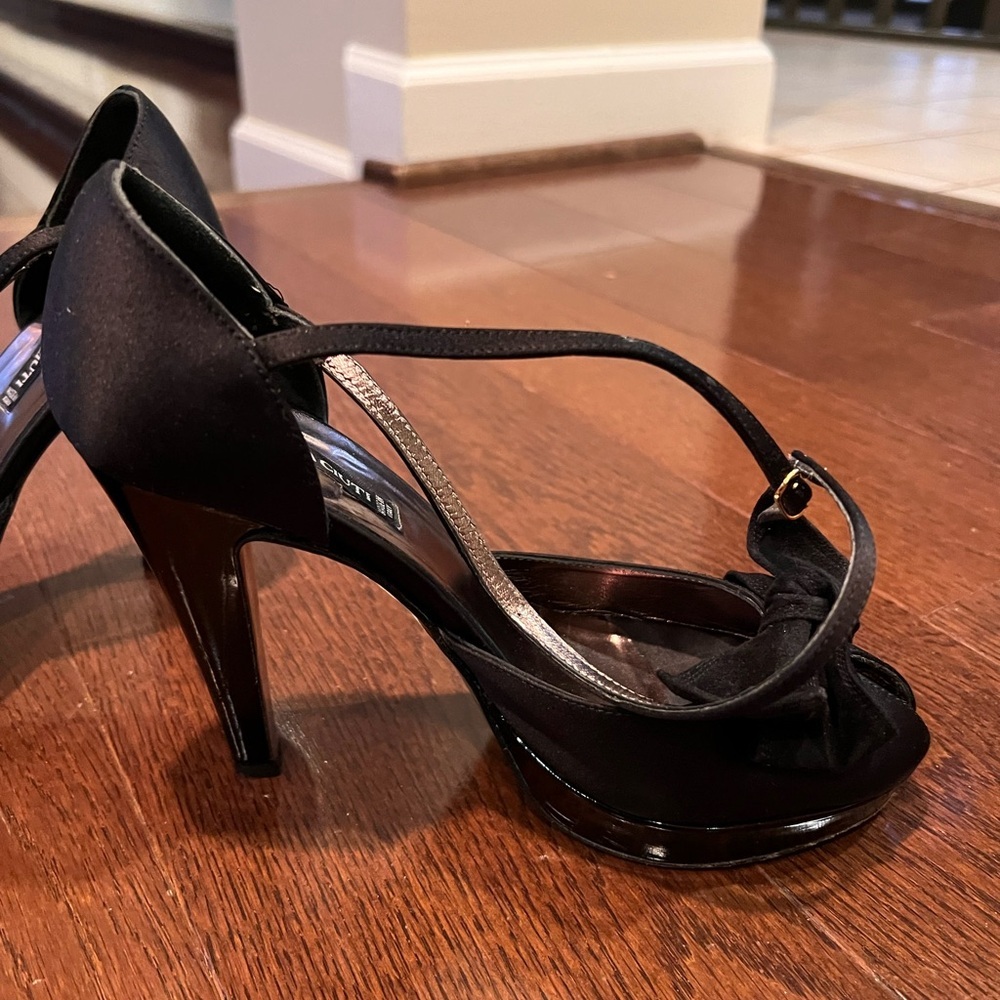 Vintage Claudia Cuiti Black Peep-Toe Heels with Bow - Made in Italy - Picture 6 of 12